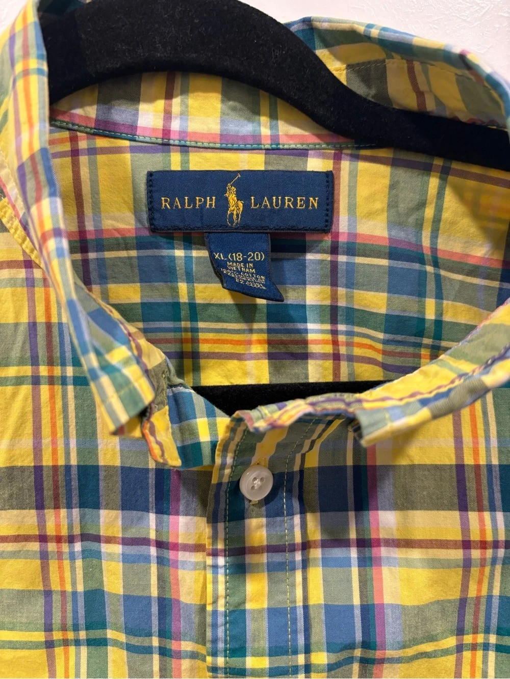 Ralph Lauren Yellow Plaid Button-Down Shirt - Boys